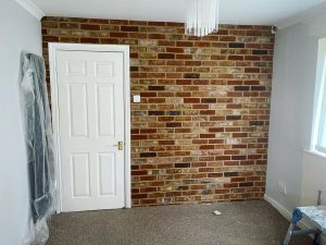 brick slip tile feature wall kitchen room, brick tiles