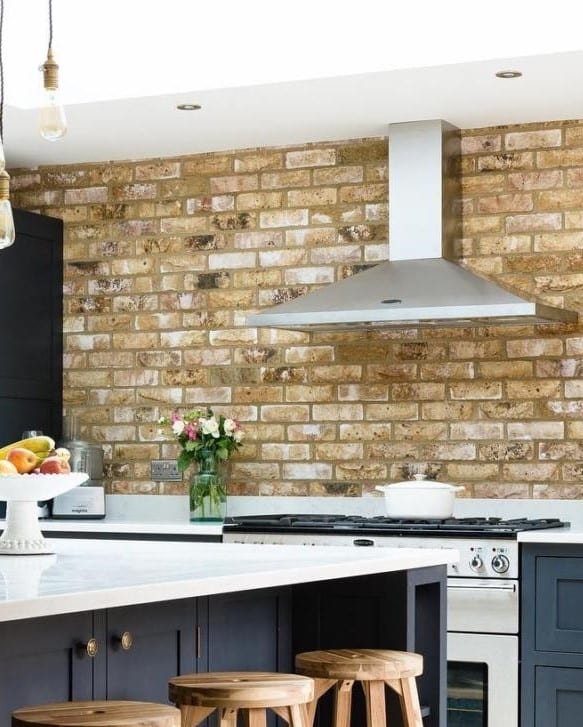 London Weathered Yellow Brick Slip Residential Kitchen 2