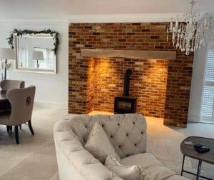 fireplace with customer blend of brick slips from bespoke brickwork