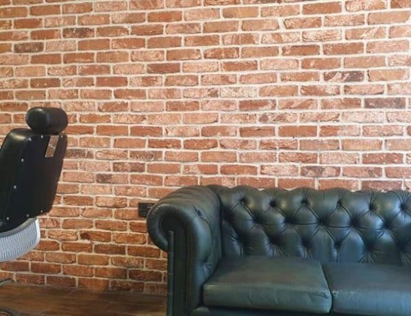 Brick Slips - Brick Tiles Installed In Barber Shop
