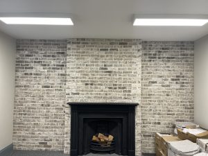 Grey brick slip wall