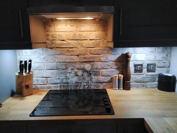 Iced Grey brick slips Kitchen feature