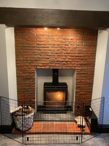 Fireplace red brick slips